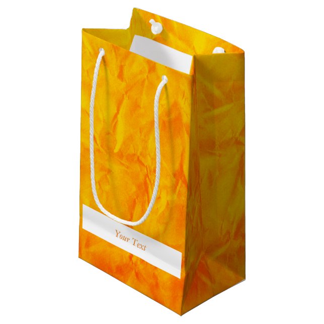 Bakgrund PAPPRA STRUKTUR - gult för orange + text (Framsidan Vinklad)