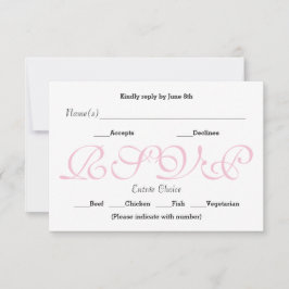 Bakgrund Rosa - RSVP Mottagnings Svar Kort