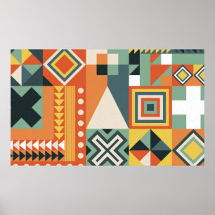 Bakgrund som samlats in från geometriska former i poster