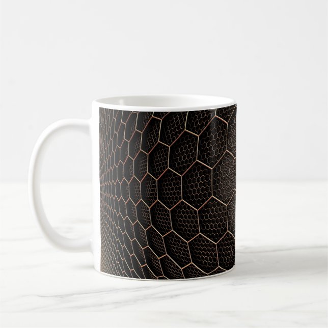 Bakgrund struktur hexagonrutnät d kaffemugg (Vänster)