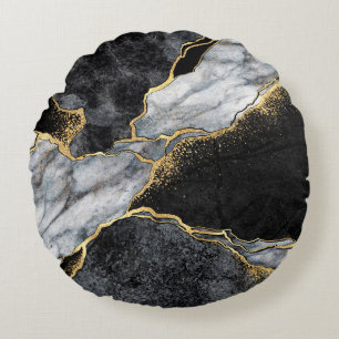 Bakgrund, svartvit marmormosaik av abstrakt rund kudde