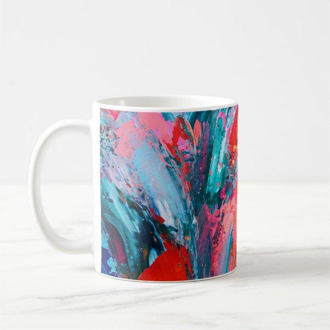 Bakgrund till abstrakt med lätt färgad handmålad f kaffemugg (Vänster)