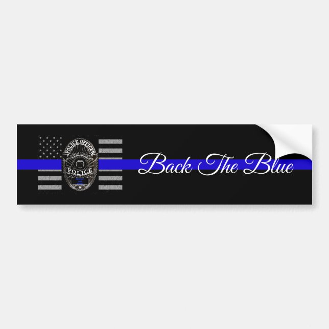 BAKGRUND TILL BLUE SUPPORT POLICE BUMPER STICKER BILDEKAL (Framsidan)