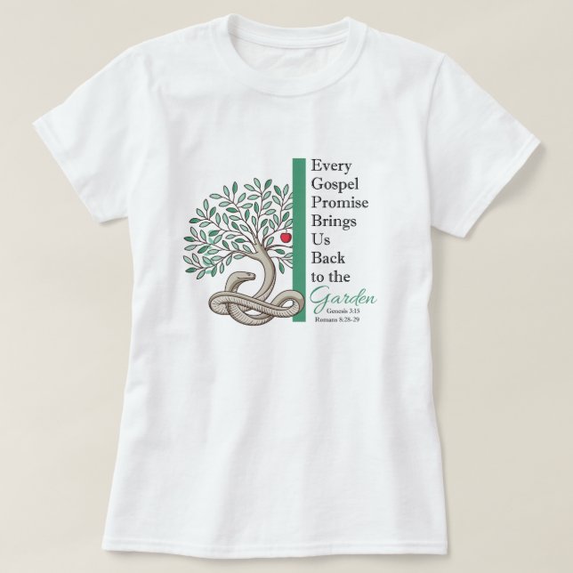 BAKGRUND TILL DET GARDEN-kristna Gospelet Vita Kor T Shirt (Design framsida)