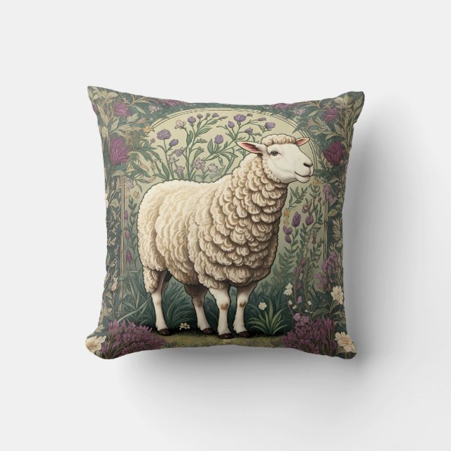 Bakgrund till elegant Sheep Lavender blommigt Kudde (Framsida)