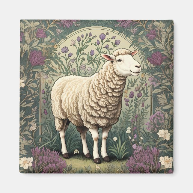 Bakgrund till elegant Sheep Lavender blommigt Magnet (Framsidan)