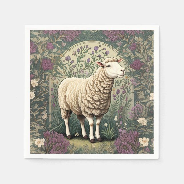 Bakgrund till elegant Sheep Lavender blommigt Pappersservett (Framsidan)