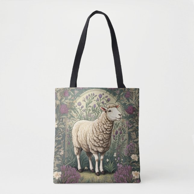 Bakgrund till elegant Sheep Lavender blommigt Tygkasse (Framsida)