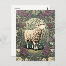 Bakgrund till elegant Sheep Lavender blommigt Vykort