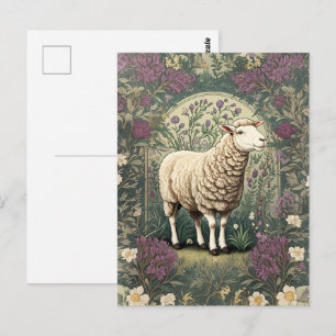 Bakgrund till elegant Sheep Lavender blommigt Vykort