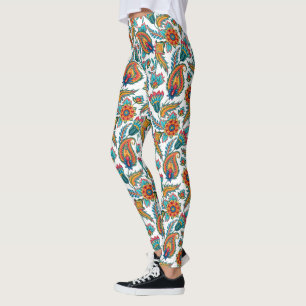 Bakgrund till färglös exotisk Paisley Mönster-Anpa Leggings