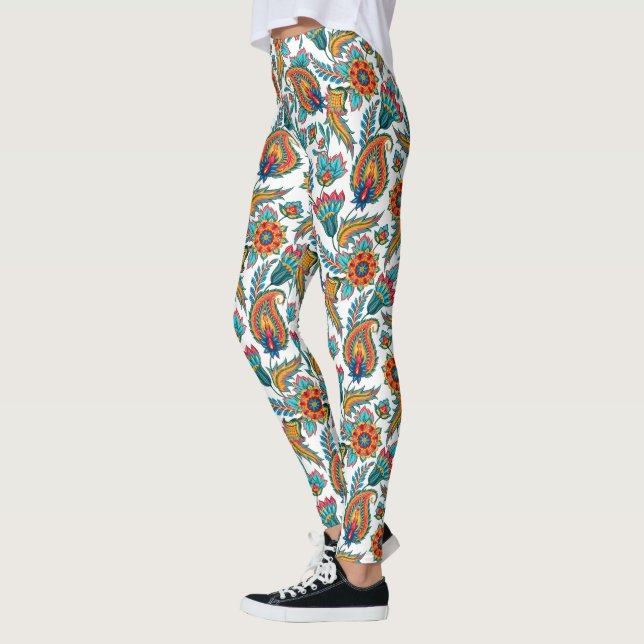Bakgrund till färglös exotisk Paisley Mönster-Anpa Leggings (Vänster)