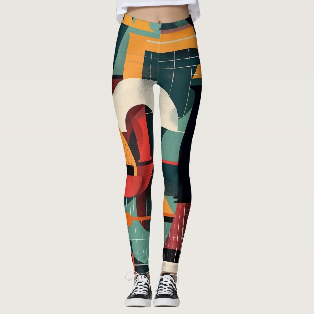 Bakgrund till färgstarka brev-former leggings (Framsida)