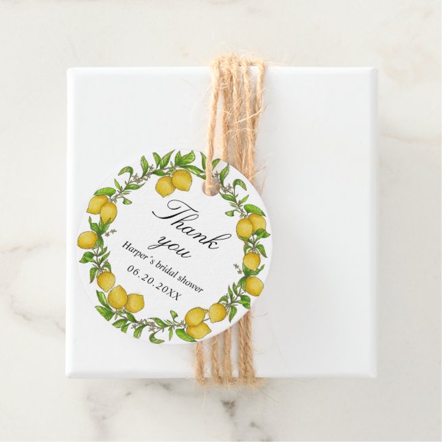 Bakgrund till grönten för vattenfärgcitroner tack  gåvor etiketter (På plats)