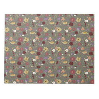 Bakgrund till höstens Blommigt embrace-Grönt Anteckningsblock