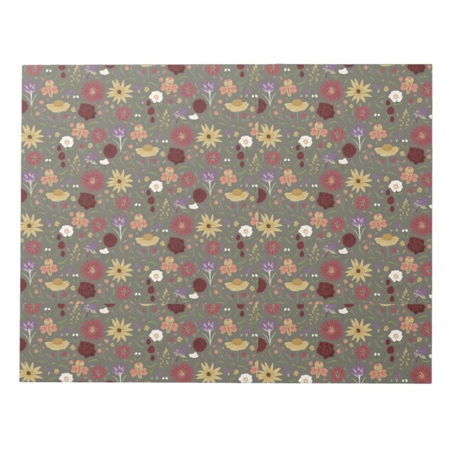 Bakgrund till höstens Blommigt embrace-Grönt Anteckningsblock (Framsida)