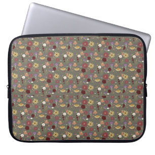 Bakgrund till höstens Blommigt embrace-Grönt Laptop Fodral