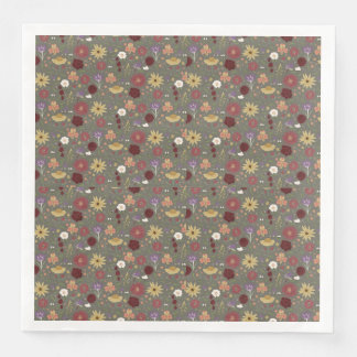 Bakgrund till höstens Blommigt embrace-Grönt Pappersservett