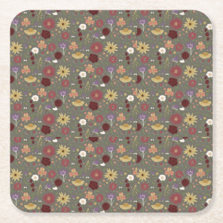 Bakgrund till höstens Blommigt embrace-Grönt Underlägg Papper Kvadrat