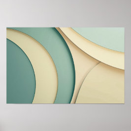 Bakgrund till kurvformer i beige och grönt poster