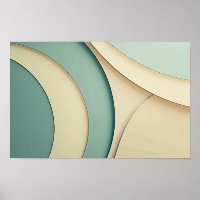 Bakgrund till kurvformer i beige och grönt poster (Framsidan)
