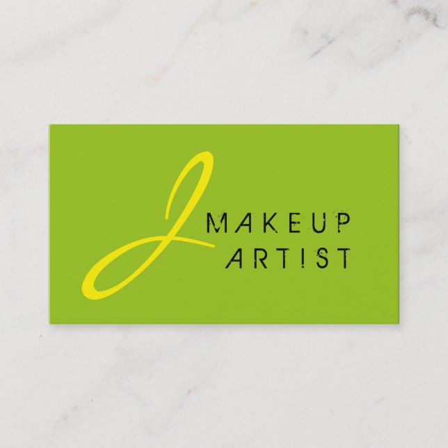 Bakgrund till Monogram Makeup Artist Grönt Visitkort (Framsida)