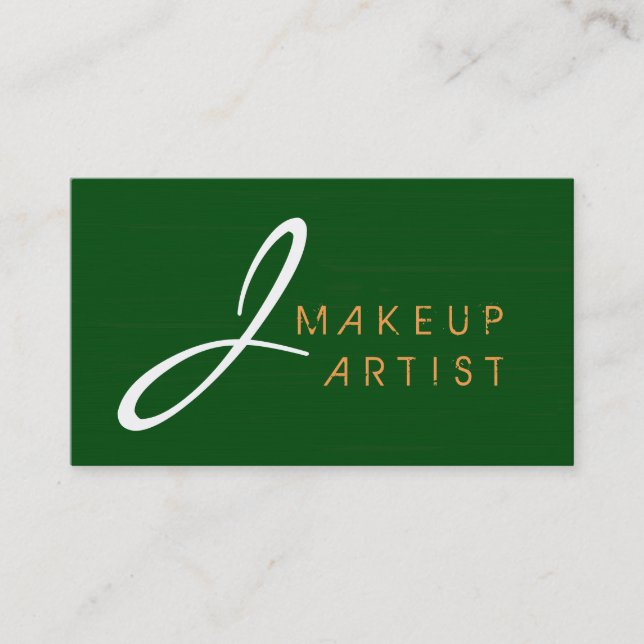 Bakgrund till Monogram Makeup Artist Grönt Visitkort (Framsida)