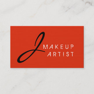 Bakgrund till Monogram Makeup Artist Red Orange Visitkort