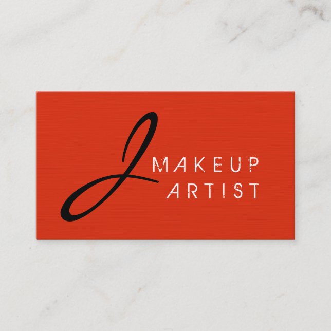 Bakgrund till Monogram Makeup Artist Red Orange Visitkort (Framsida)