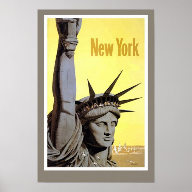 Bakgrund till New York Vintage Gult Poster (Framsidan)