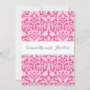 Bakgrund till Peony Rosa Damask Wedding Anpassning Inbjudningar