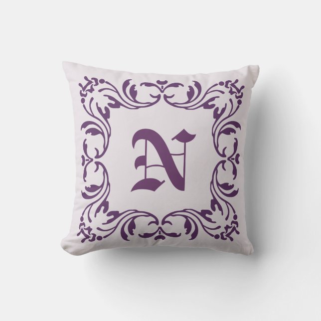 Bakgrund till Plain Mint kräm och Damask Monogram Kudde (Framsida)