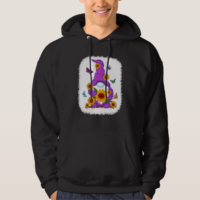 Bakgrund till solrosfärg Gnome Paint Hoodie (Framsida)