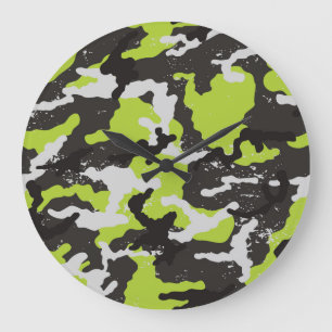 Bakgrund till Vintagen Grunge Camouflage Stor Klocka