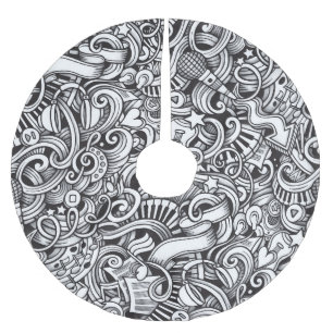 Bakgrund till Vintagen Music Doodles Julgransmatta Borstad Polyester
