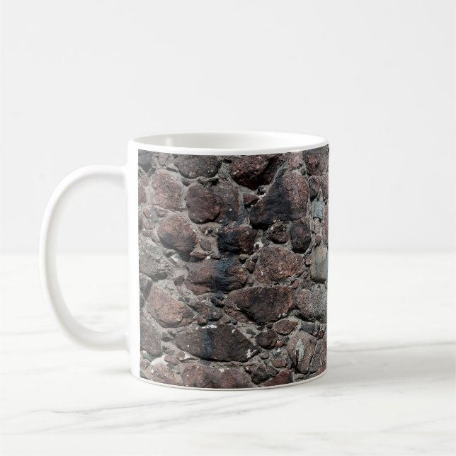 Bakgrundsabstrakt med medeltida stenmurar i strukt kaffemugg (Vänster)