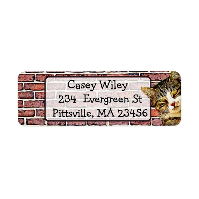 Bakgrundsadressetikett för Kat Brick Wall Returadress Etikett (Framsidan)