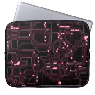 Bakgrundsbakgrund för rosa mikrokretsar i chip,3d, laptop fodral