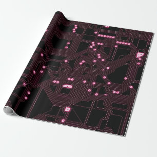 Bakgrundsbakgrund för rosa mikrokretsar i chip,3d, presentpapper