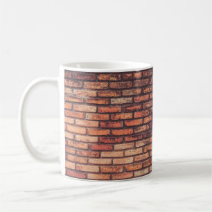 Bakgrundsbakgrund för struktur, gammal tegelvägg, kaffemugg