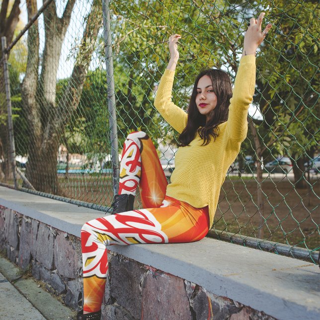 Bakgrundsbalkar i grattis på födelsedagen Orange Leggings (Skapare uppladdad)
