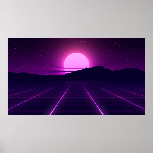 Bakgrundsbelysning för 80 s Retro med 3D-inslag Poster (Framsidan)