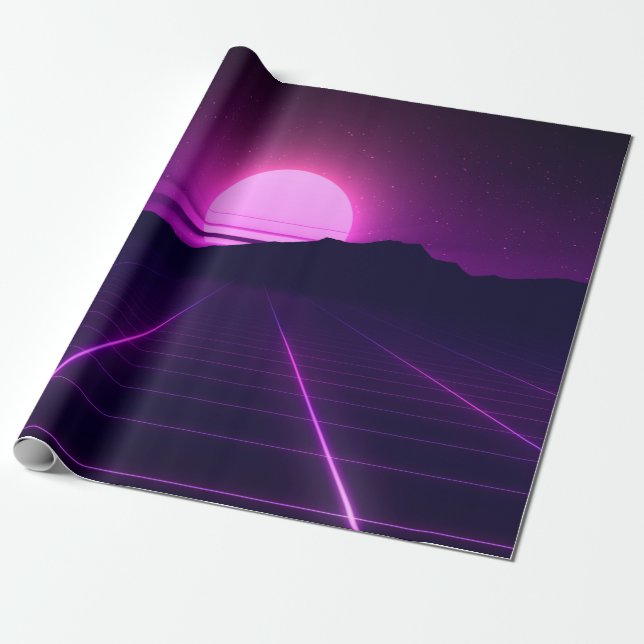 Bakgrundsbelysning för 80 s Retro med 3D-inslag Presentpapper (Utrullad)