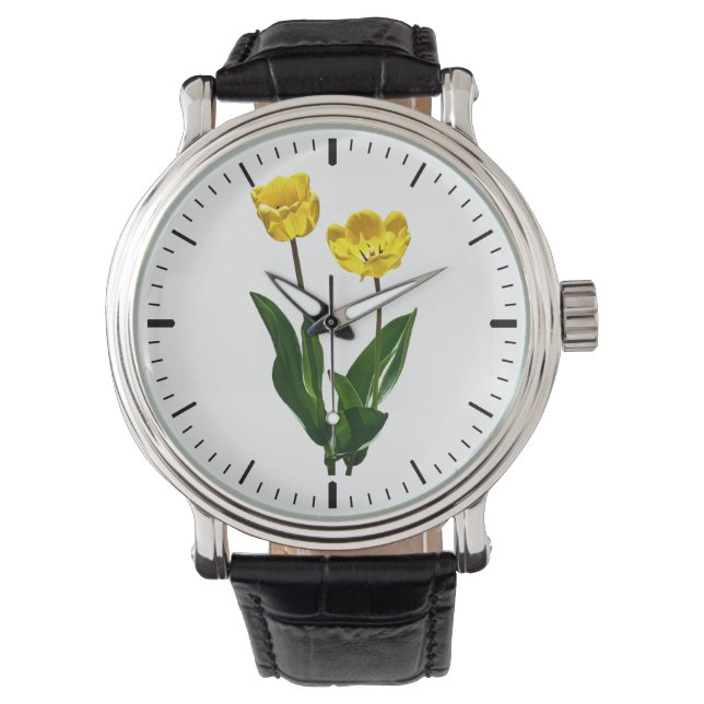 Bakgrundsbelysta gula tulpaner armbandsur (Framsida)