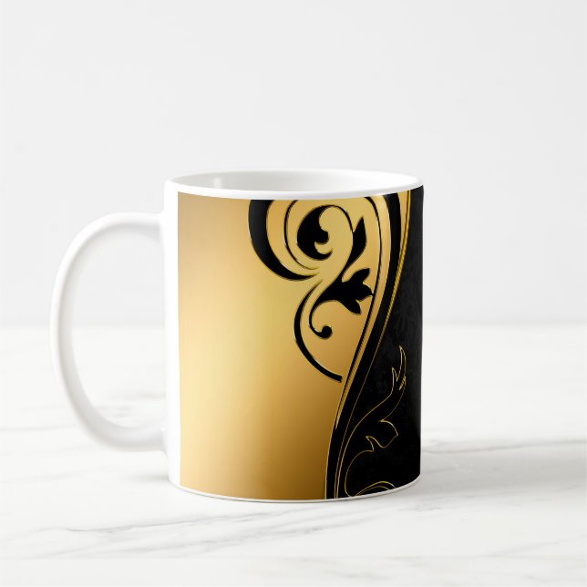 Bakgrundsbild guld ram blommigt kaffemugg (Vänster)
