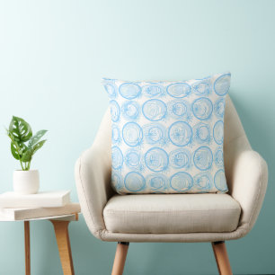 Bakgrundsblommor, Baby blue vita cirklar Kudde