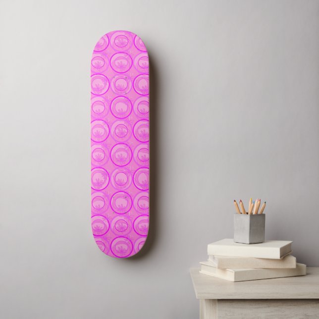 Bakgrundsblommor Rosa födelsedag Mini Skateboard Bräda 18,5 Cm (Väggkonst)