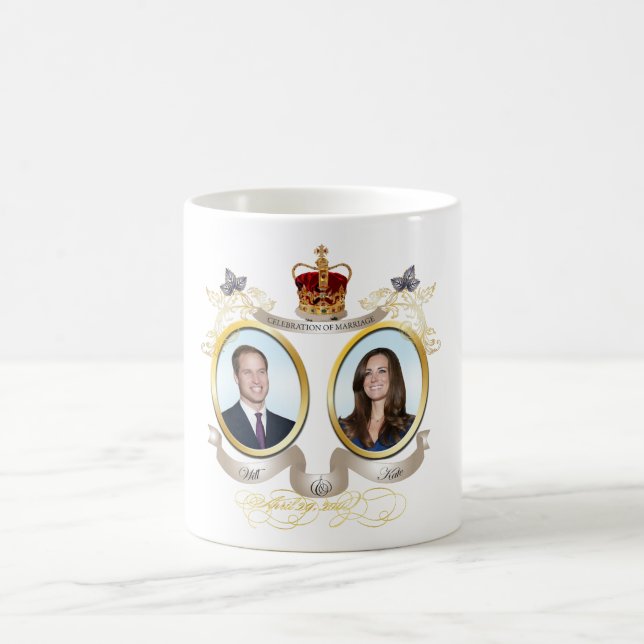bakgrundsfärg för Will och Kate/Gör-det-själv Kaffemugg (Center)