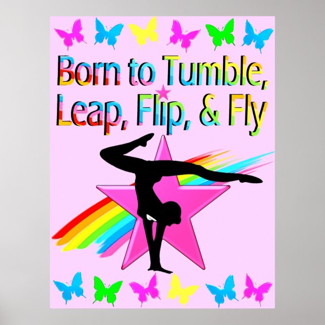 BAKGRUNDSFLIPPANDE GYMNASTICS GIRL RAINBOW DESIGN POSTER (Framsidan)