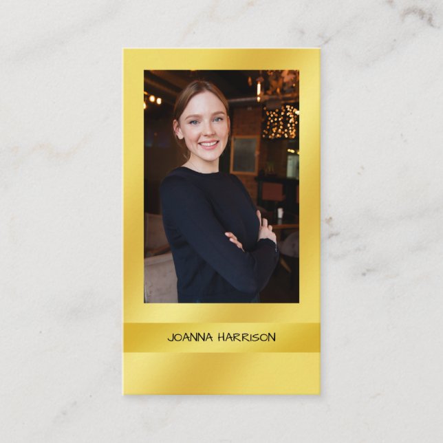 Bakgrundsfoto för den moderna Eleganten Guld Band Visitkort (Framsida)